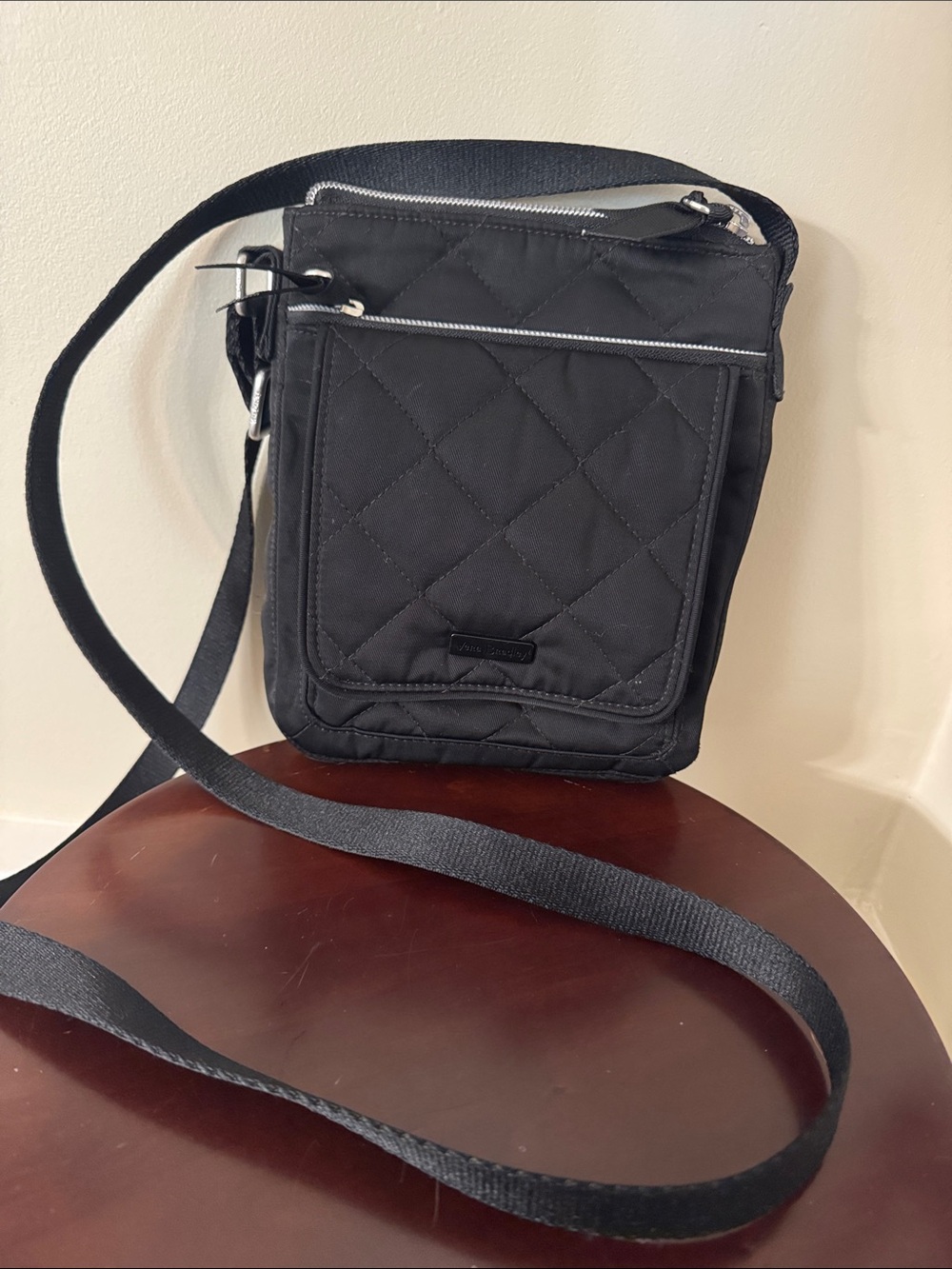 Vera Bradley Black Quilted Crossbody Messenger Bag